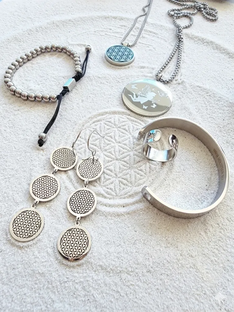 Pack Silver, livraison en 15 jours (Fée/Sirène, Argenté, 4.5cm, Boucles d'oreilles, longue pendante, Argenté, Bracelet et Bague JONC, Argenté)