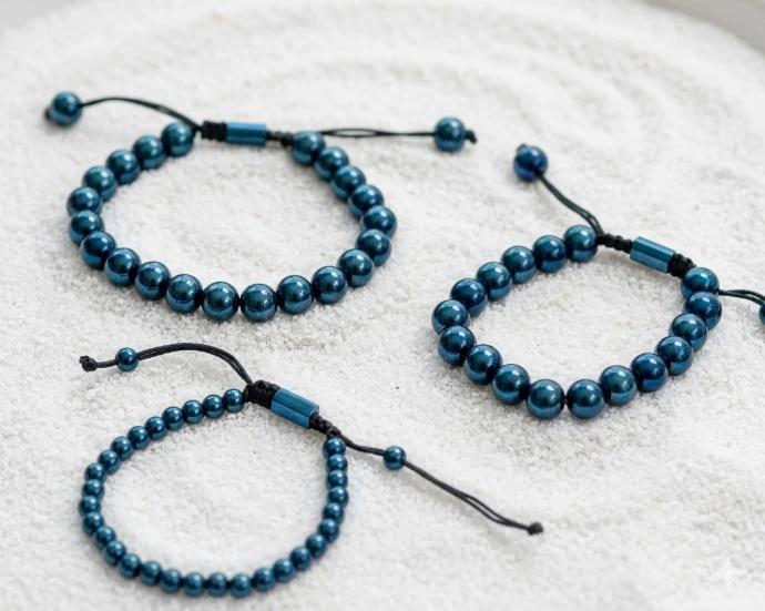 [FG-BRA-009] Bracelet à billes bleu, Édition Prestige