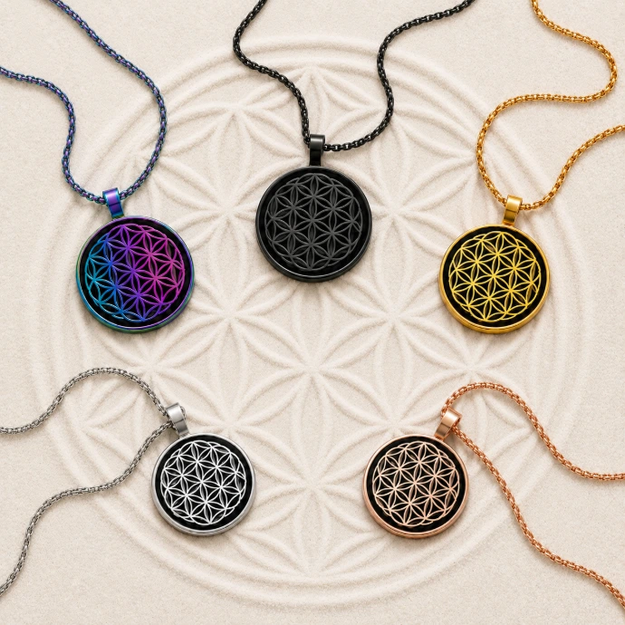 [FG-CHA-018] Pendentif Fleur de vie en vibranium (Ø 2,5 cm)