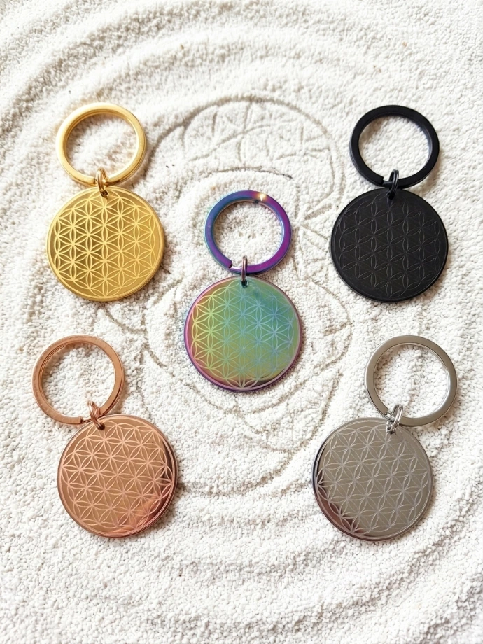 Porte-clés Fleur de vie en inox (Doré)